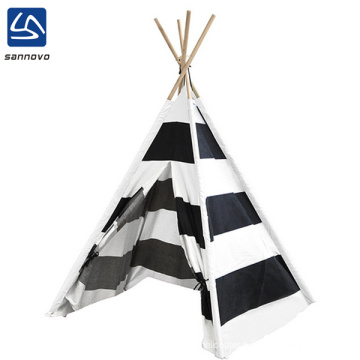 2018 bulk durable black and white stripes kids teepee tent